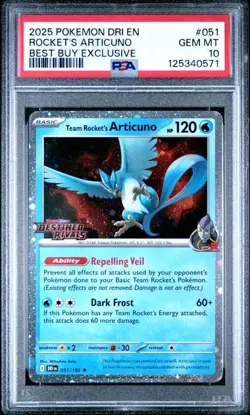 2025 POKEMON DRI EN-DESTINED RIVALS #051 TEAM ROCKET'S ARTICUNO PSA 10 - Image 1