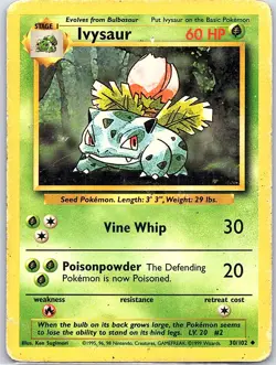 Ivysaur 30/102 Non Holo Base Set - Pokemon Card - MP - Image 1