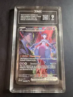 🔥Pokemon Destined Rivals Team Rocket's Mewtwo ex SIR #231/182 TAG Grade 9 - Image 1