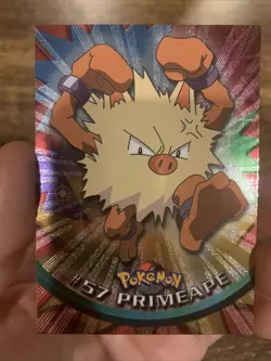 Pokemon Primeape #57 Topps TV Animation Edition Black Foil Light Play - Image 1