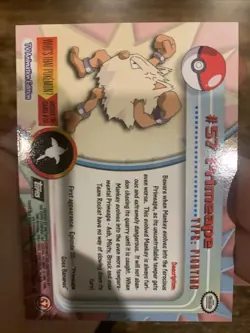 Pokemon Primeape #57 Topps TV Animation Edition Black Foil Light Play - Image 2