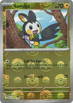 EMOLGA (POKE BALL PATTERN) 029/086 HOLO COMMON BLACK BOLT POKEMON NEAR MINT - Image 1