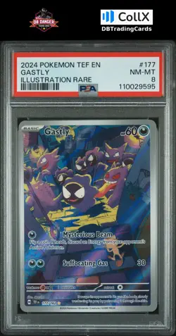 2024 Pokemon Tef En-Temporal Forces #177 Gastly Illustration Rare PSA 8 - Image 1