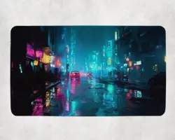 MTG Playmat | Cyberpunk City Themed Playmat | Unofficial MTG Playmat - Image 1