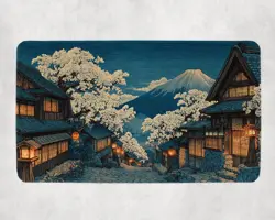 MTG Playmat | Snowy Japanese Village Themed Playmat | Unofficial MTG Playmat - Image 1