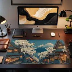 MTG Playmat | Snowy Japanese Village Themed Playmat | Unofficial MTG Playmat - Image 2