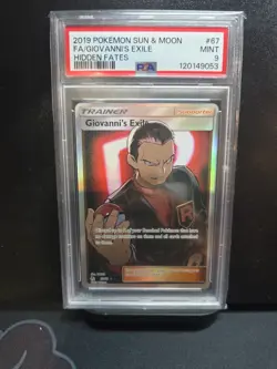 Pokemon PSA 9 MINT Giovanni's Exile 67/68 Hidden Fates FA Holo 2019 S#4125 - Image 1