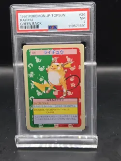 1997 POKEMON JPN TOPSUN GREEN BACK #26 RAICHU PSA 7 - Image 1