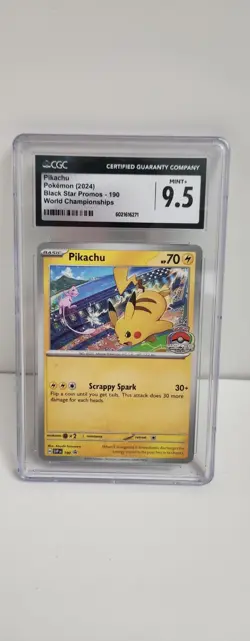 PIKACHU #190 CGC 9.5 2024 POKEMON SVP EN-SV BLACK STAR PROMO WORLD CHAMPIONSHIPS - Image 1