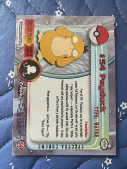 Psyduck #54 - Topps Pokemon 1999 TV HOLO Foil Black Label Card - Image 2
