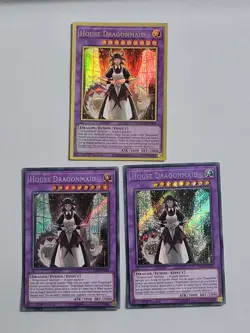 YuGiOh TCG 2 x Secret 1 x Gold House Dragonmaid MYFI-EN022 Mago-EN027 LP - Image 1