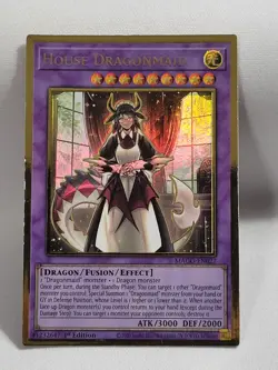YuGiOh TCG 2 x Secret 1 x Gold House Dragonmaid MYFI-EN022 Mago-EN027 LP - Image 3
