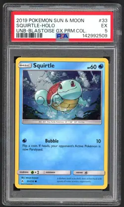 Pokemon Cards - PSA 5 Squirtle 33/124 - Unbroken Bonds - EX - PSA5 - Image 1