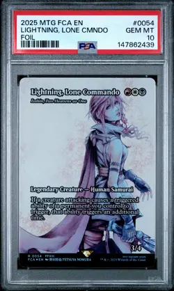 2025 MTG FINAL FANTASY THROUGH THE AGES FOIL LIGHTNING, LONE COMMANDO PSA 10 - Image 1
