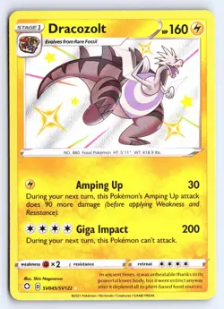 Dracozolt SV045/SV122 Shiny Rare Shining Fates Shiny Vault Pokemon NM - Image 1