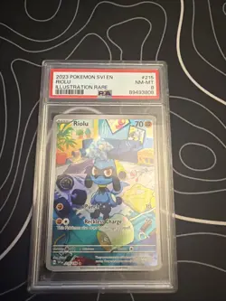 2033 POKEMON SVI EN SCARLET & VIOLET RIOULU ILLUSTRATION RARE #215 PSA 8 - Image 1