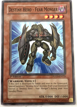 YuGiOh! - Destiny Hero - Fear Monger - POTD-EN016 - 1st Edition - Common - Image 1