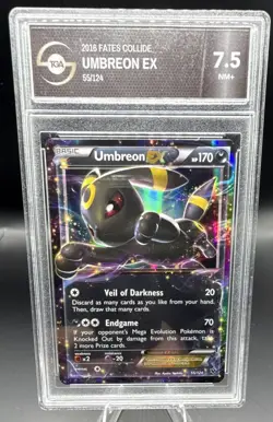 Pokemo Umbreon EX 2016 Fates Collide 55/124 Holo Ultra Rare TGA 7.5 - Image 1