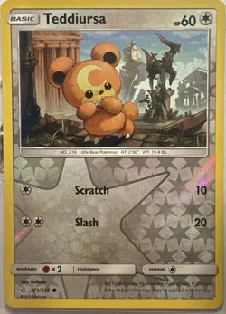 Teddiursa Reverse Holo Common Cosmic Eclipse 171/236 Pokemon Near Mint - Image 1