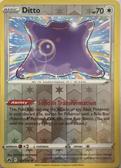 Ditto Reverse Holo Rare Crown Zenith 107/159 Pokemon Near Mint - Image 1