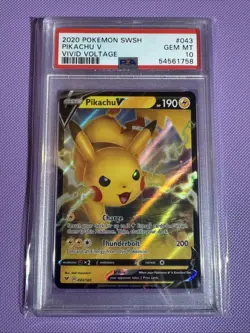 Pikachu V 043/185 PSA 10 2020 Pokemon TCG SWSH Vivid Voltage Gem Mint - Image 1