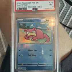 2025 Pokemon Prismatic Evolutions Slowpoke Reverse Holo Poke Ball #018/131 PSA 9 - Image 1