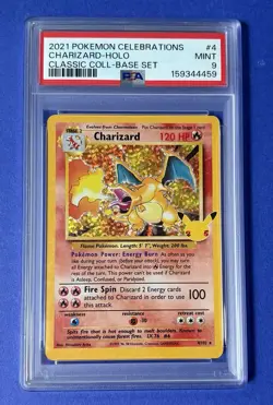 2021 Pokemon Celebrations Charizard Holo Classic Coll Base Set #4 PSA 9 MINT - Image 1