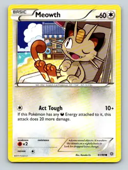 Meowth 61/98 Common Ancient Origins Pokemon Lightly Played - Image 1