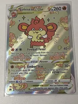 Pokemon TCG Simisear VSTAR GG37/GG70 Crown Zenith Galarian Gallery Holo - Image 1