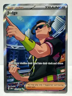 Pokemon Judge Full Art Holo Ultra Rare Sv10 Destined Rivals 222/182 - Image 1