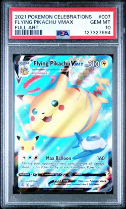 2021 Pokemon Celebration - Flying Pikachu VMAX Full Art Card 007/025 PSA 10 - Image 1
