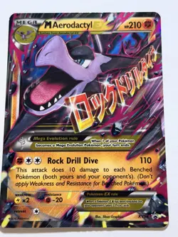 Mega M Aerodactyl EX Pokemon Card Holo Ultra Rare XY98 Black Star Promo - MP - Image 1