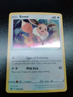 Eevee SWSH042 SWSH: Sword & Shield Promo Cards Holo NM Swirl - Image 1