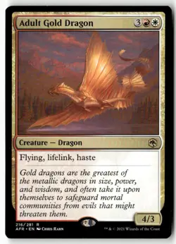 Adult Gold Dragon 216 Adventures in the Forgotten Realms Magic: The Gathering NM - Image 1