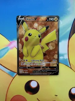 Pokemon Pikachu V (Full Art) SWSH09: Brilliant Stars 157/172 LP *FLAWED* - Image 1