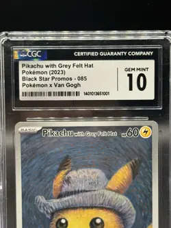 *US SELLER* CGC 10 Pikachu with Grey Felt Hat Pokemon SVP 085 Van Gogh Promo - Image 5