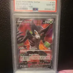 2020 POKEMON SWORD & SHIELD VIVID VOLTAGE #167 FULL ART/ZARUDE V PSA 10 - Image 1