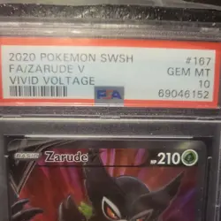 2020 POKEMON SWORD & SHIELD VIVID VOLTAGE #167 FULL ART/ZARUDE V PSA 10 - Image 2