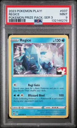 2023 POKEMON PLAY! PRIZE PACK SERIES 3 #037 REGICE PSA 9 (Highest Graded) - Image 1