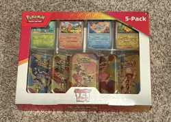 Pokemon TCG Scarlet and Violet 151 Mini Tins Costco Bundle 5 Pack Meowth Sealed - Image 1