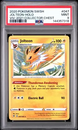 2020 POKEMON SW&SH VIVID VOLTAGE #047 JOLTEON-HOLO 2021 COLLECTOR CHEST PSA 9 - Image 1
