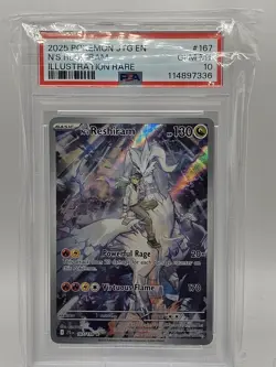 2025 POKEMON JOURNEY TOGETHER ILLUSTRATION RARE #167 N'S RESHIRAM PSA 10 - Image 1