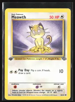 Pokemon TCG - Meowth 1st Edition Common Jungle 56/64 MP - Image 1