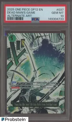 2025 One Piece OP12 EN Alternate Art #037 Dead Man's Game PSA 10 GEM MINT - Image 1