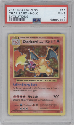 PSA 9 MINT 2016 POKEMON XY EVOLUTIONS #11 CHARIZARD-HOLO TRADING CARD - Image 1