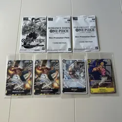One Piece TCG Promo Pack Lot Of 7 Sealed Cards w/ OP-01 Romance Dawn Look! 🔥 - Image 1