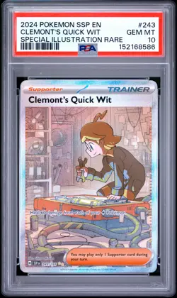 2024 POKEMON SSP EN-SURGING SPARKS #243 CLEMONT'S QUICK WIT PSA 10 - Image 1