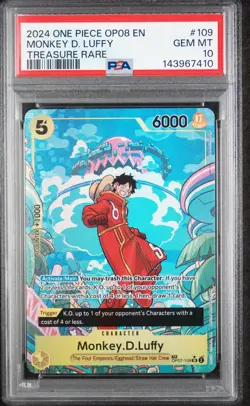 2024 One Piece Monkey D. Luffy Treasure Rare Foil OP07-109 PSA 10 English - Image 1