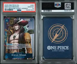 2025 ONE PIECE OP11-RELEASE EVENT WINNER PROMOS #081 DRACULE MIHAWK PSA 10 - Image 3