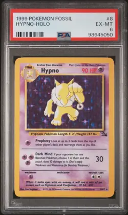 PSA 6 Hypno Holo 8/62 Fossil 1999 Pokemon Card - Image 1
